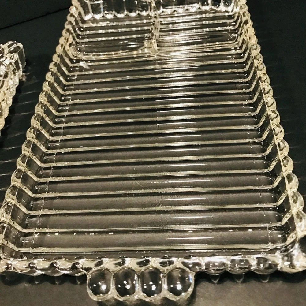 Vintage 1940’s Hazel Atlas Entertaining Snack, Sip & Smoke Set of 2 Antique Tray
